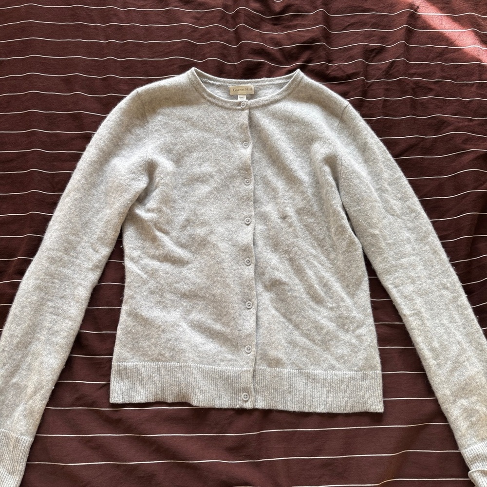 Garnet Hill Light Gray Cashmere Cardigan